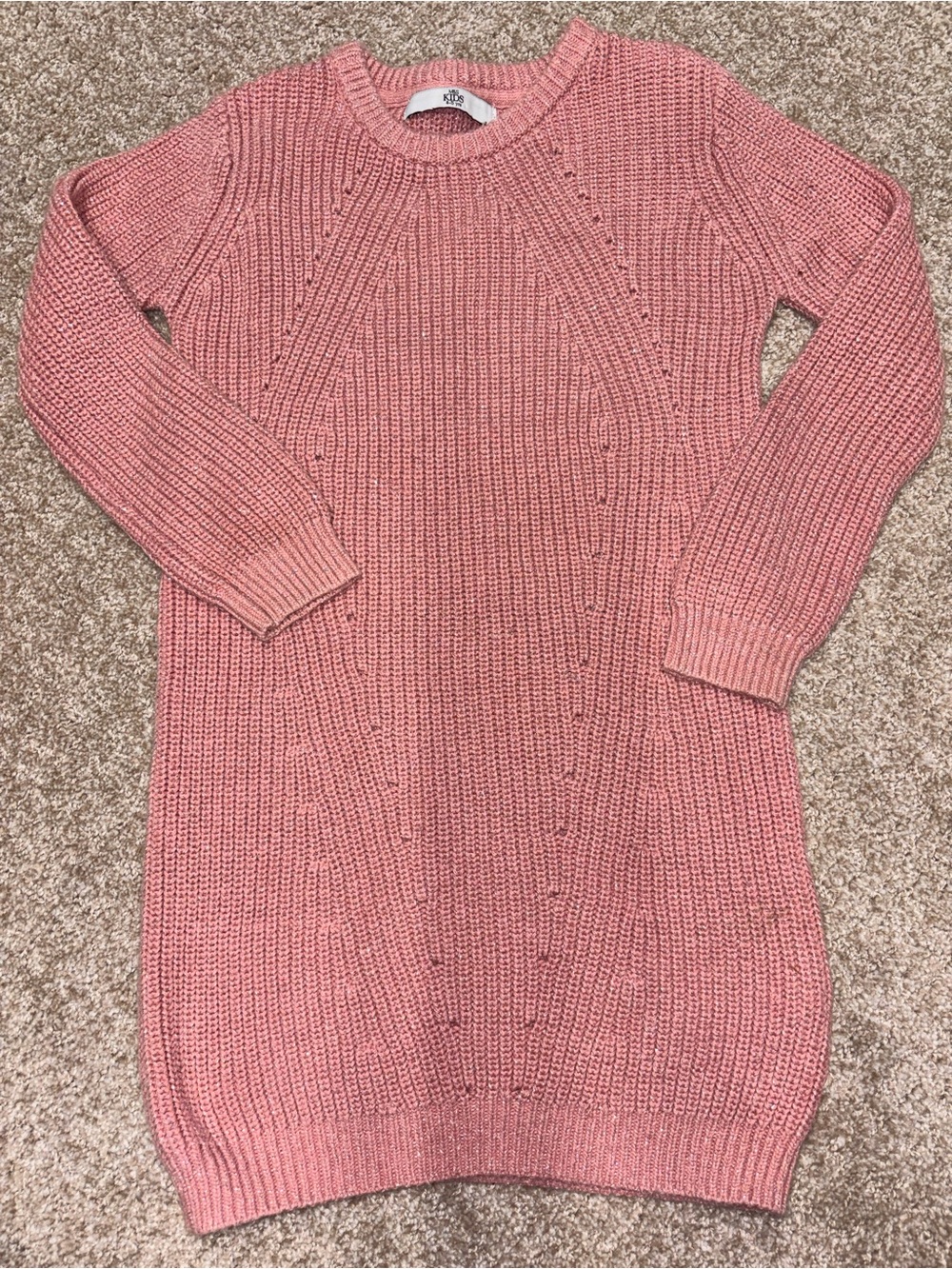 M&S Kids Dusty Pink Knit Sparkly Sweater Dress